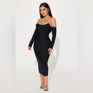 NWT Fashion Nova Bandage Midi Dress - Black